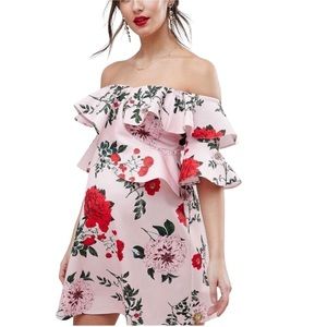 ASOS maternity floral ruffle off the shoulders dress Size 4
